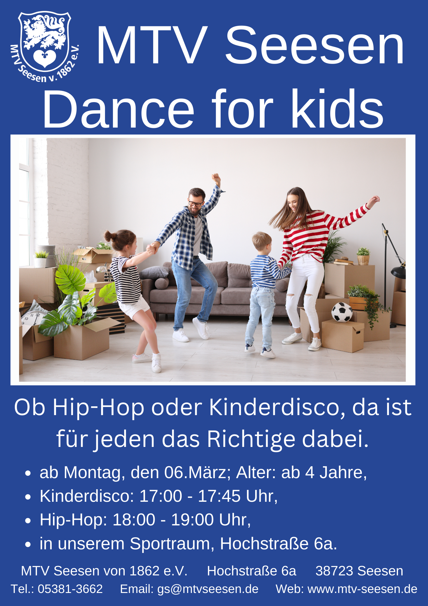 Neues Angebot: Dance for kids wieder am 08.05.2023